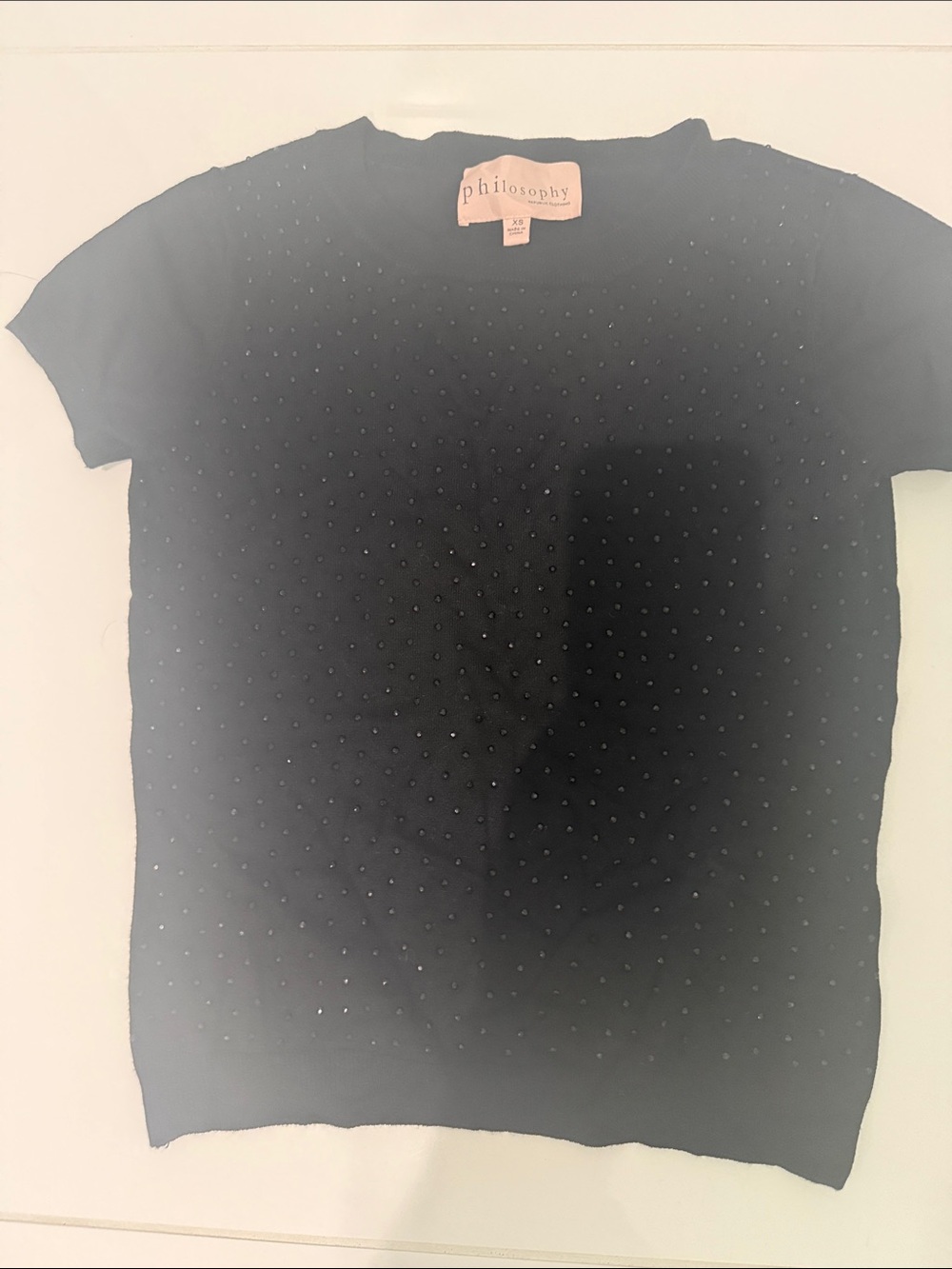 Philosophy Black Short Sleeve Sweater with Stud Accents